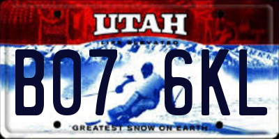 UT license plate B076KL