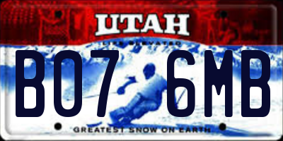 UT license plate B076MB