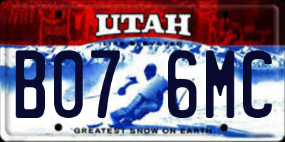 UT license plate B076MC