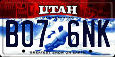 UT license plate B076NK