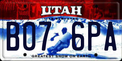 UT license plate B076PA