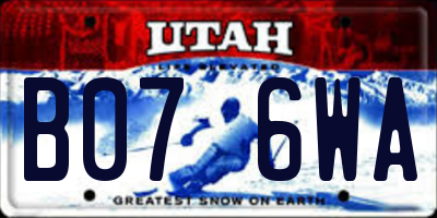 UT license plate B076WA