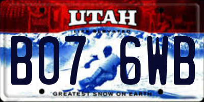UT license plate B076WB
