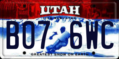 UT license plate B076WC
