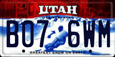 UT license plate B076WM