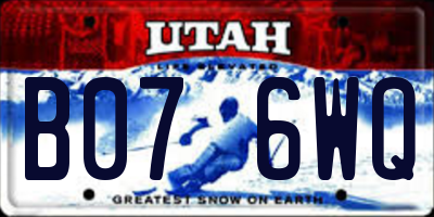 UT license plate B076WQ