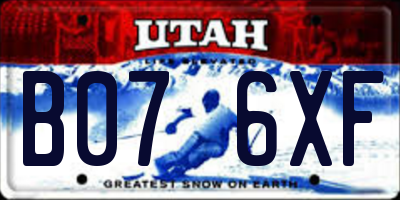 UT license plate B076XF