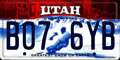 UT license plate B076YB