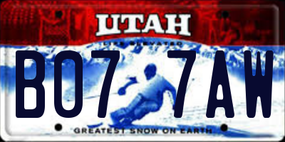 UT license plate B077AW
