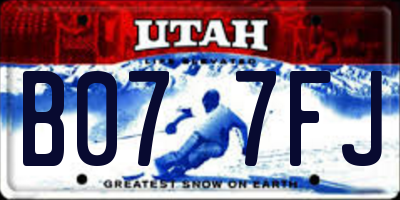 UT license plate B077FJ
