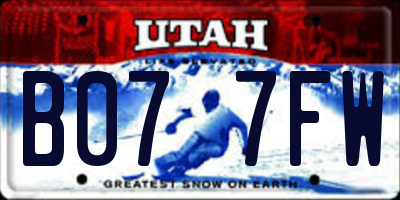 UT license plate B077FW