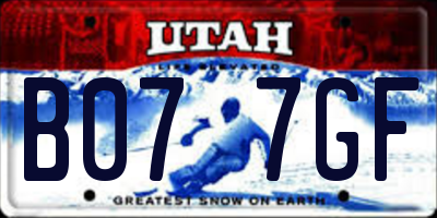 UT license plate B077GF