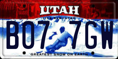 UT license plate B077GW
