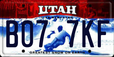 UT license plate B077KF