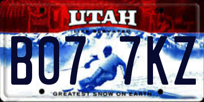 UT license plate B077KZ
