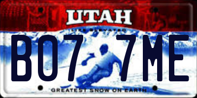 UT license plate B077ME