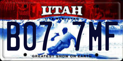 UT license plate B077MF