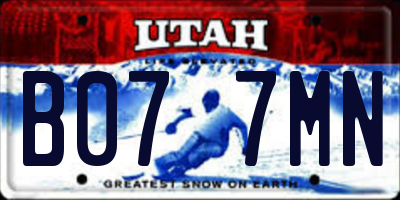 UT license plate B077MN