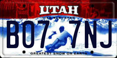 UT license plate B077NJ