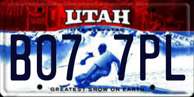 UT license plate B077PL