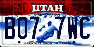 UT license plate B077WC
