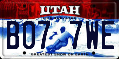 UT license plate B077WE