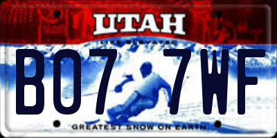 UT license plate B077WF