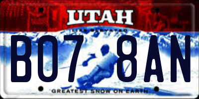 UT license plate B078AN