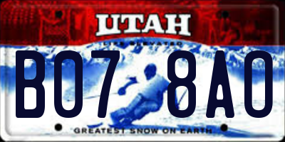UT license plate B078AO