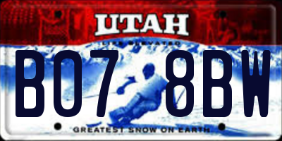 UT license plate B078BW