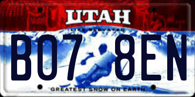UT license plate B078EN