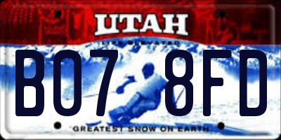 UT license plate B078FD