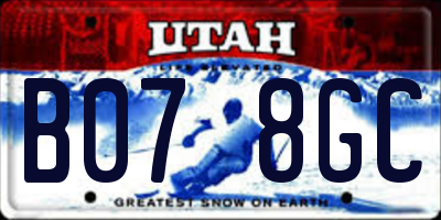 UT license plate B078GC