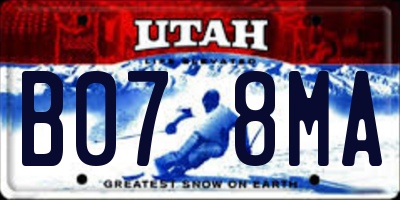 UT license plate B078MA