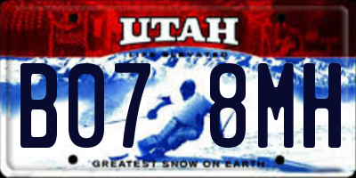 UT license plate B078MH