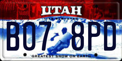 UT license plate B078PD