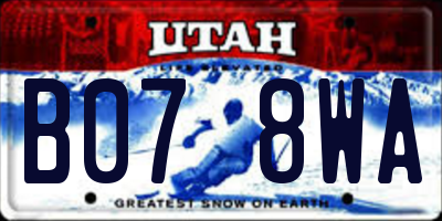 UT license plate B078WA
