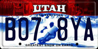 UT license plate B078YA