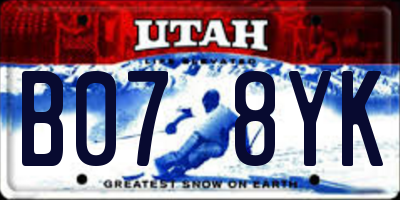 UT license plate B078YK