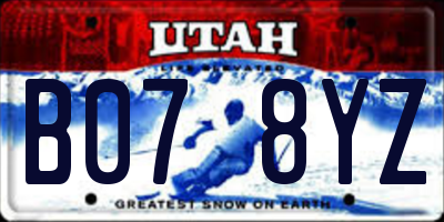 UT license plate B078YZ