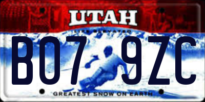 UT license plate B079ZC