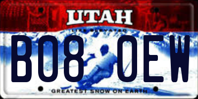 UT license plate B080EW