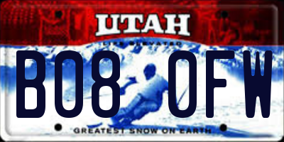 UT license plate B080FW