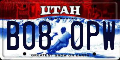 UT license plate B080PW