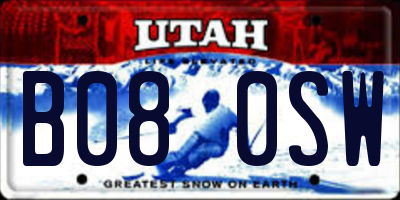UT license plate B080SW