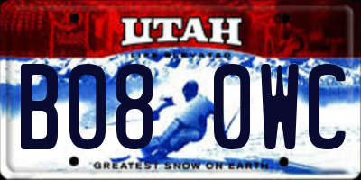 UT license plate B080WC
