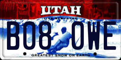 UT license plate B080WE