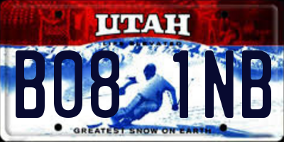 UT license plate B081NB