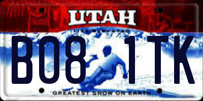 UT license plate B081TK