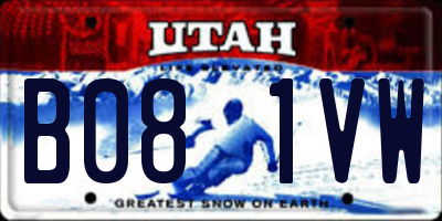 UT license plate B081VW